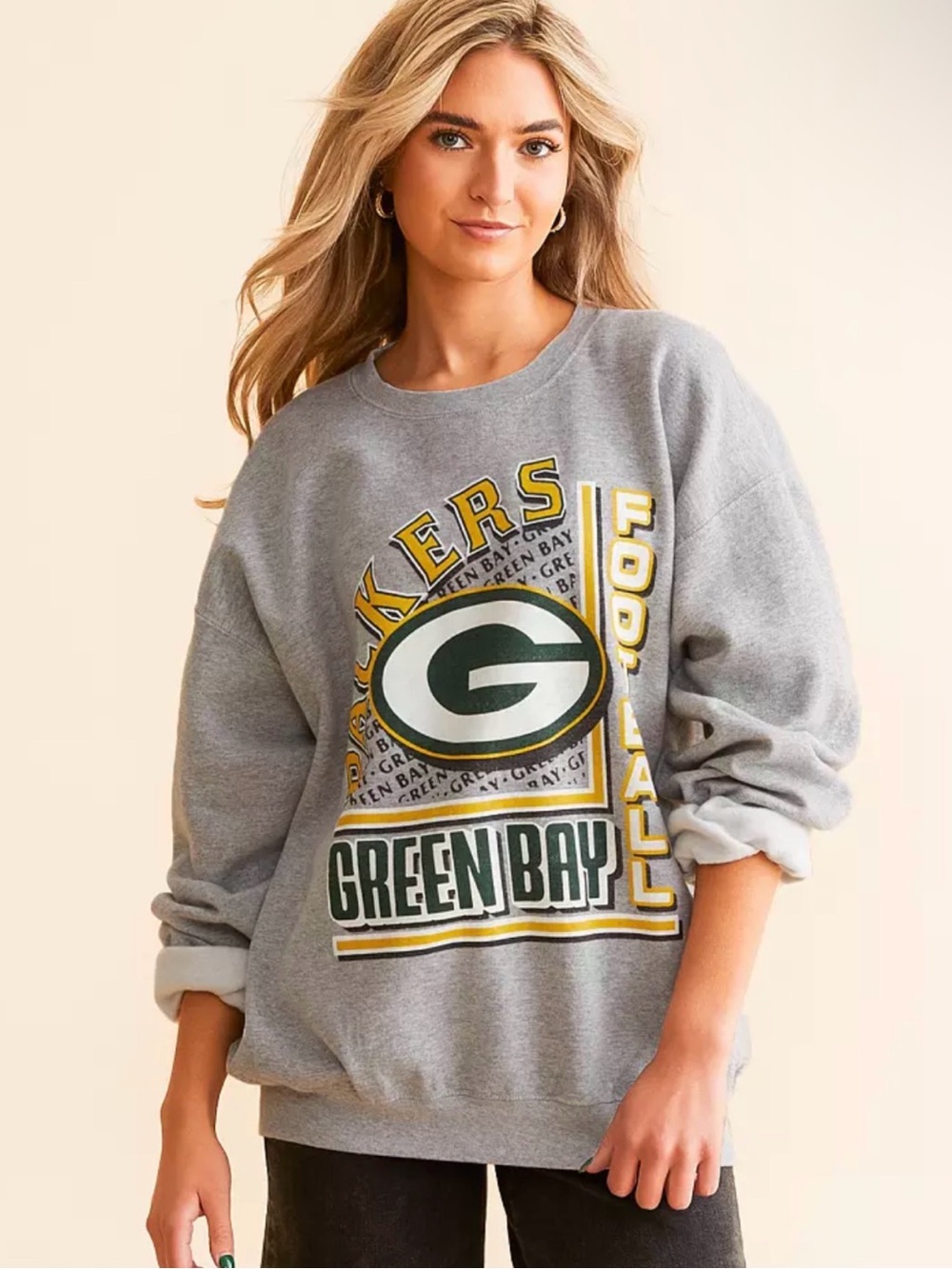 Women’s Green Bay Packers Gray Crewneck Sweatshirt